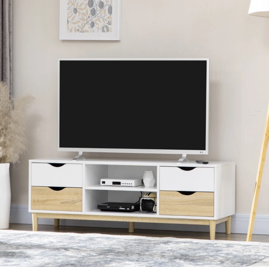 ​120cm TV Stand Unit for TVs up to 55&quot; with Storage Shelves and Drawers