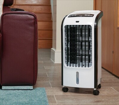 ​Portable Air Cooler Fan Humidifier Purifier with remote 3L water tank &amp; wheels