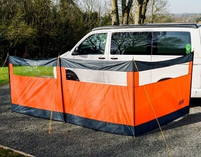 Maypole Orange 4 Steel Poled 5m Camping Windbreak with Vision Viewing Panels