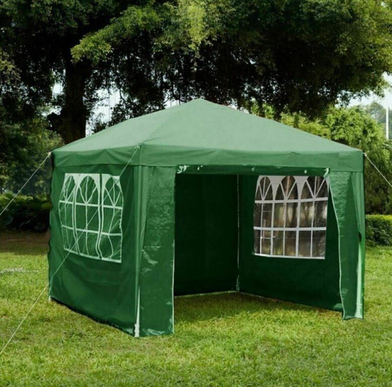 3x3M Heavy Duty Gazebo Marquee Canopy Waterproof Garden Patio Party Tent w/Sides GREEN