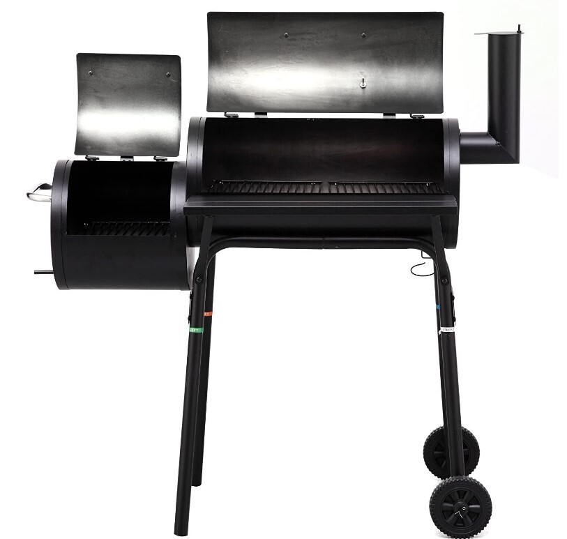 Large Charcoal Barrel BBQ Grill Garden Barbecue Patio Smoker Portable Wheels