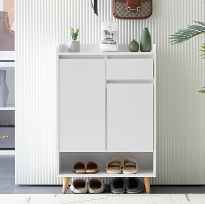 Wood White Shoe Cabinet