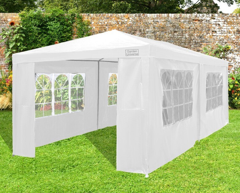 Garden Gazebo 3x6m White /w Sides