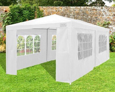 Garden Gazebo 3x6m White /w Sides