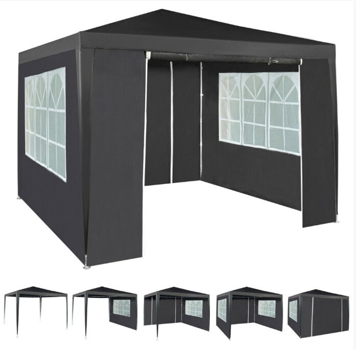 3x4m Grey Gazebo with 4 Side Panels