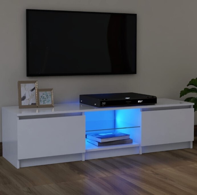 White TV Cabinet with Led Lights