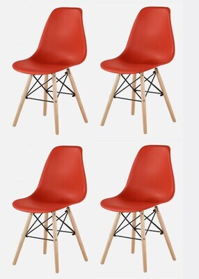 ​4x Dining Chairs Modern Design Retro Lounge Red