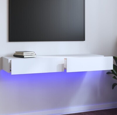 TV Cabinet with LED Lights White 120x35x15.5 cm