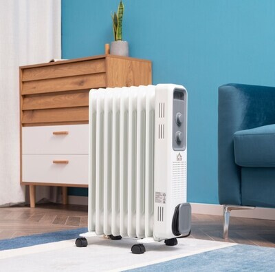 ​2180W Oil Filled Radiator 9 Fins Portable Heater w/ Timer Thermostat Control