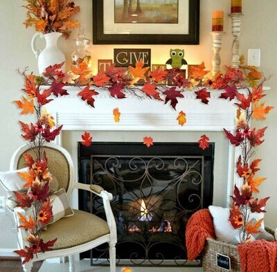 ​170cm Artificial Autumn Fall Maple Leaves Garland Hanging Plant Home Party Decor