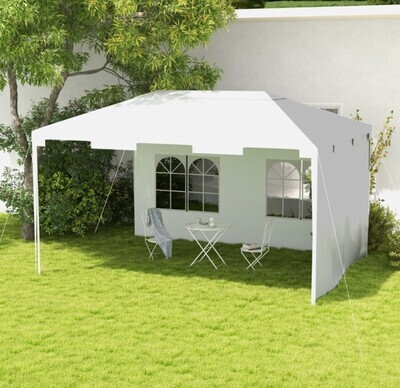 3 x 4m Half-Open Garden Gazebo with Windows - White
