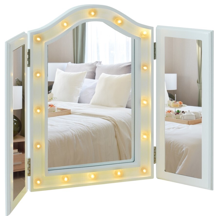 Trifold Freestanding Mirror w/16 LED Lights