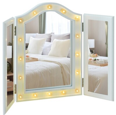 Trifold Freestanding Mirror w/16 LED Lights