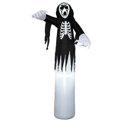 365cm Inflatable Halloween Skeleton Ghost, Blow-Up Outdoor LED Display with Disco Rotating Light for Garden, Party, Holiday