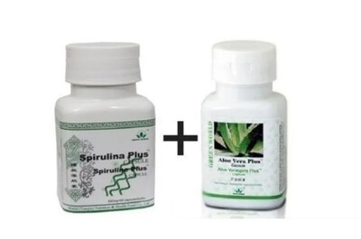 Green World Cure For Ulcer - Spirulina &amp; Aloe Vera Plus - - 2 In 1