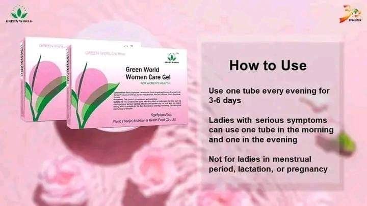 Antibacterial gel Care for women Green World 5 pcs of applicators - for a woman's intimate hygiene - has antibacterial, anti-inflammatory, regenerative properties, can effectively prevent and promptly