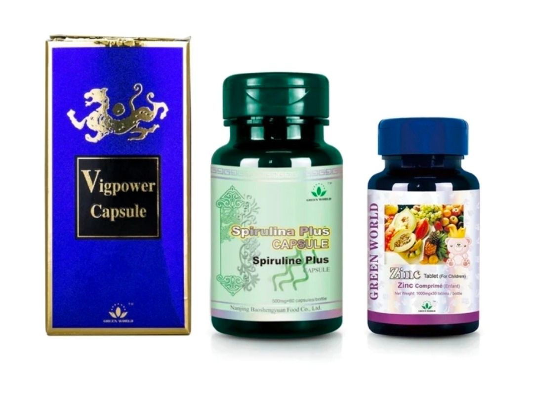 Spirulina , Zinc Tabs and vig power caps