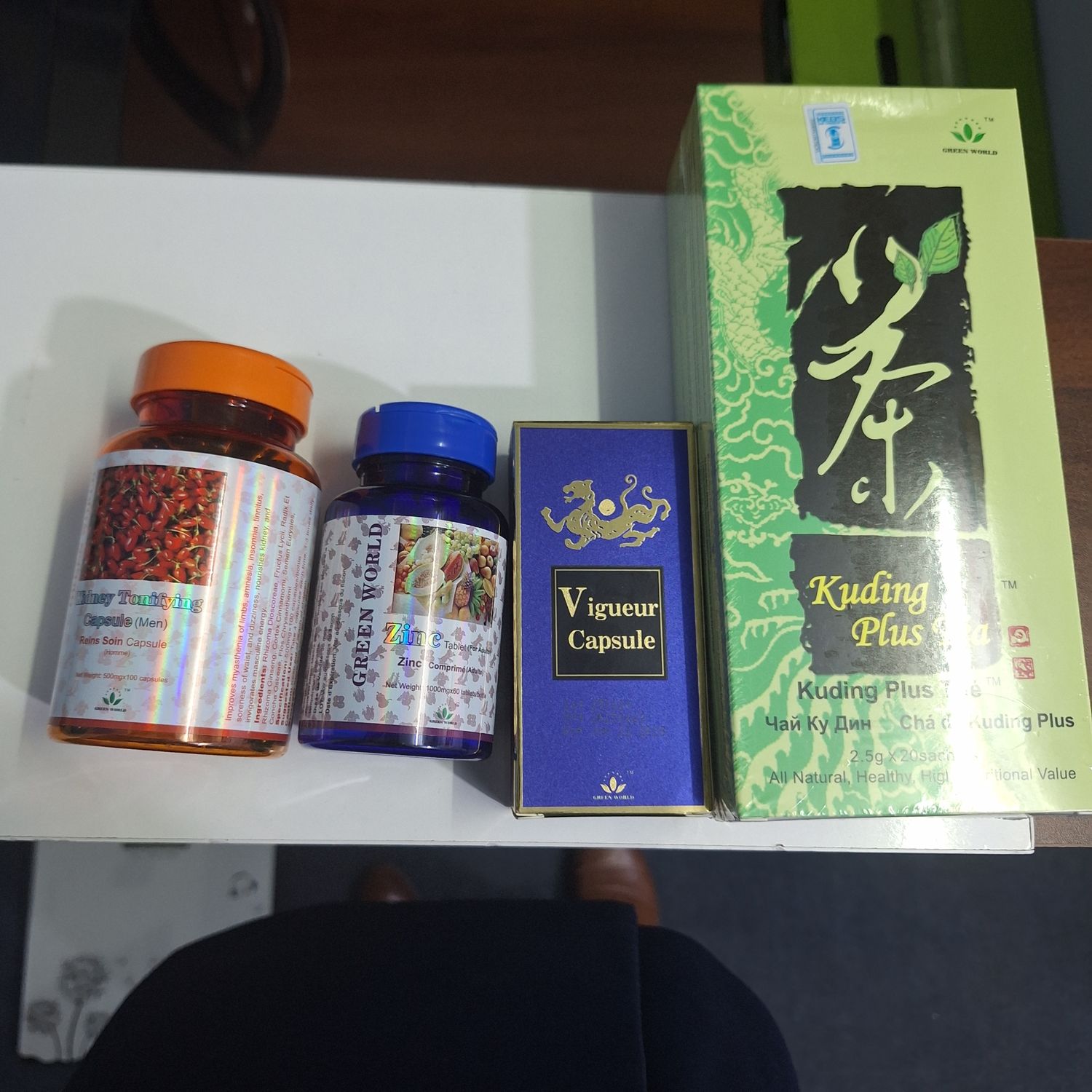 (Kidney Tonifying Capsule for Men,  Zinc tablets,  VigPower,  Kuding tea)