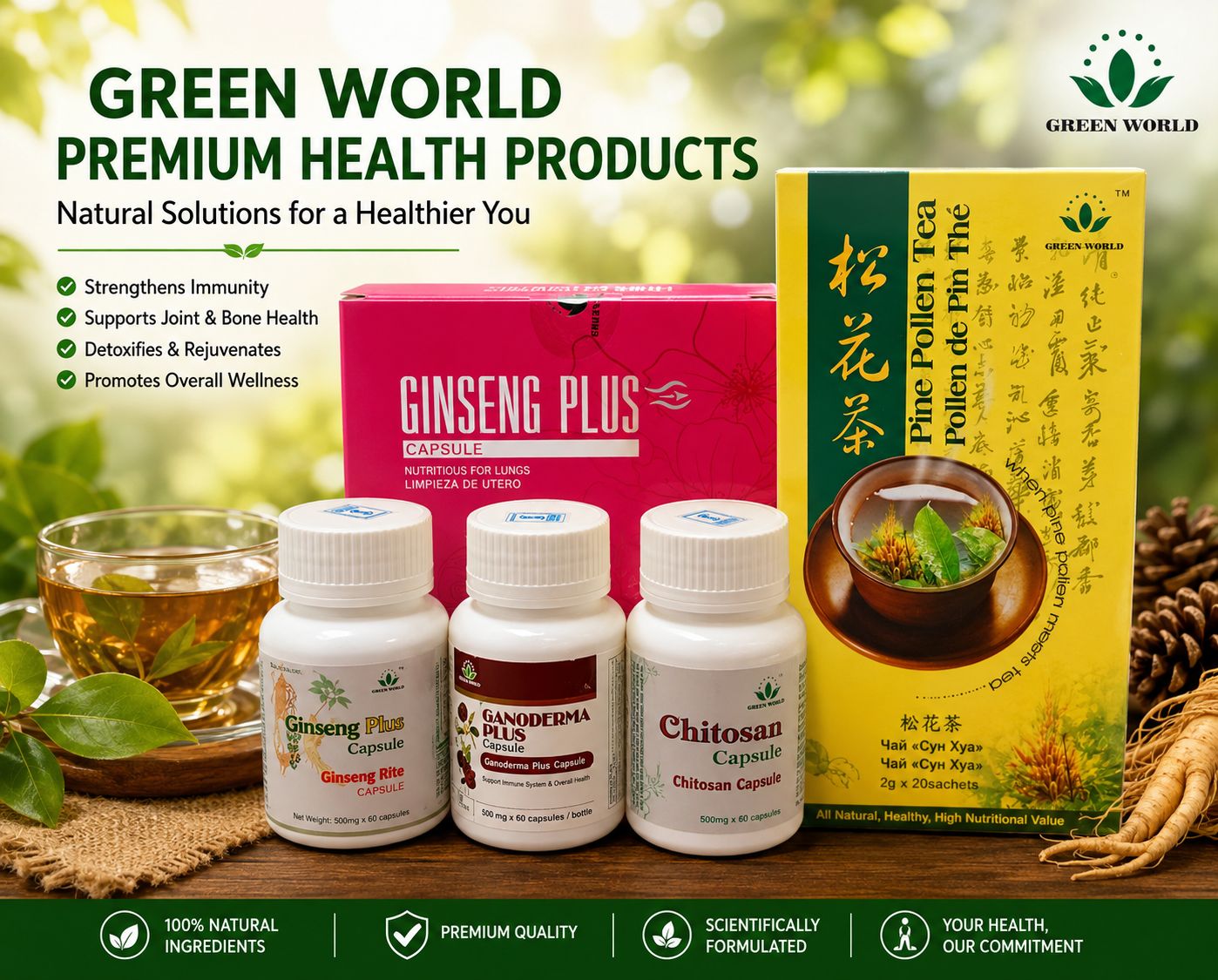 Fibroid care supplements (Ganorderma, gingseng caps,pine pollen tea , chitosan caps,Ganorderma caps)