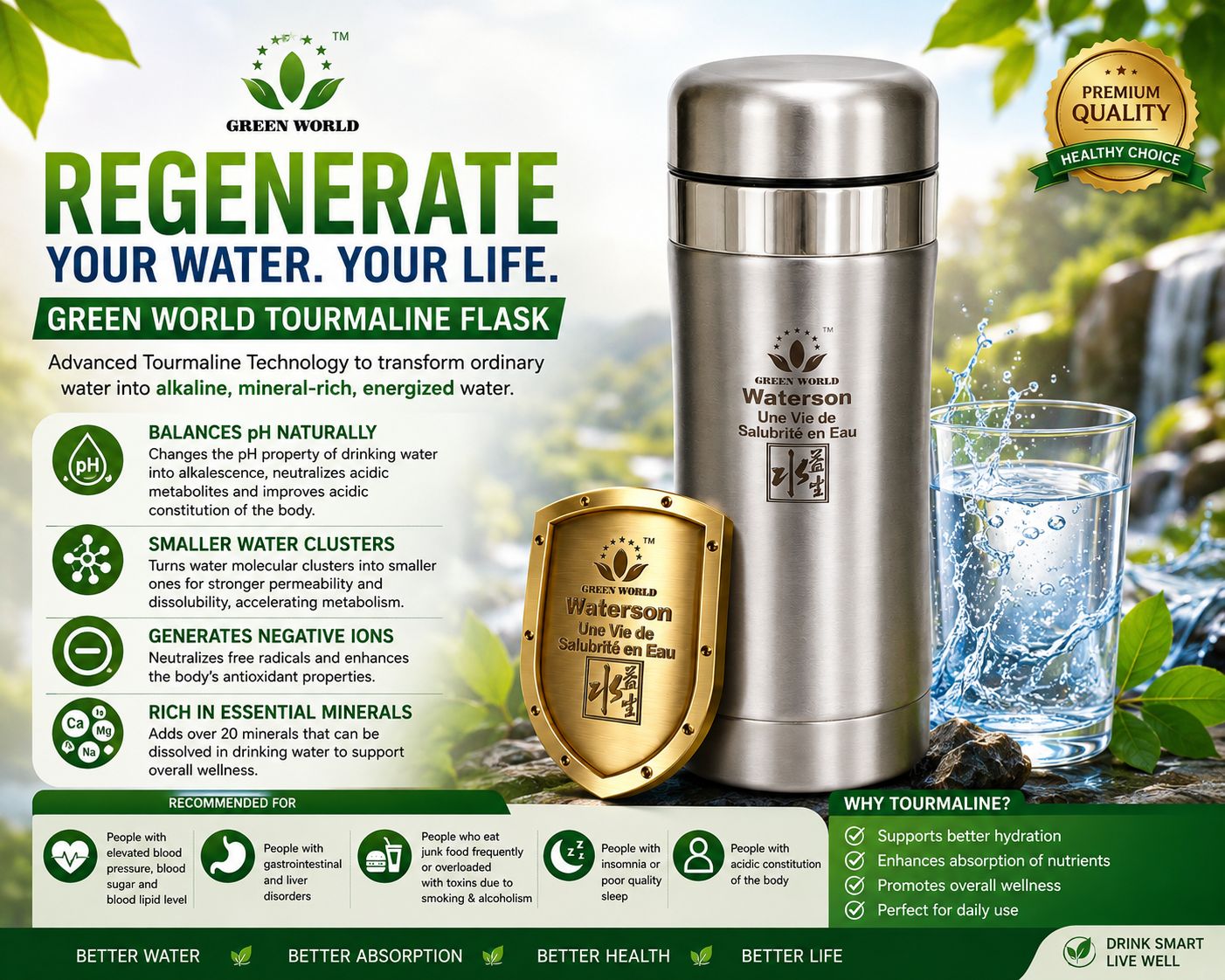 💧 GREEN WORLD TOURMALINE FLASK 💧 ✨