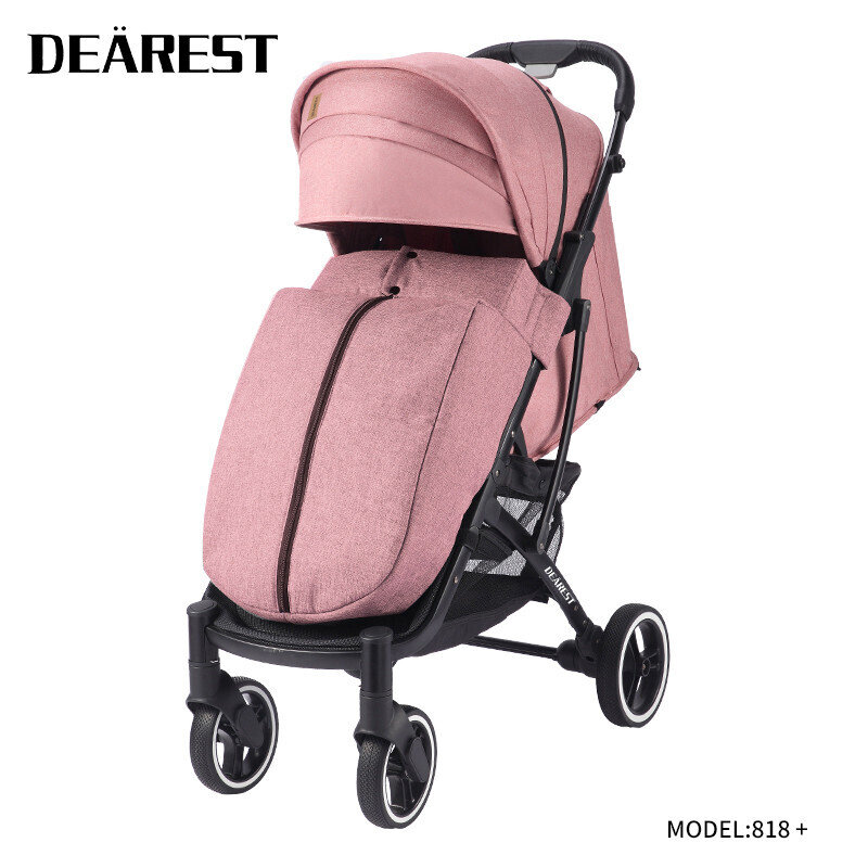 Прогулочная коляска DEAREST 818 Plus Розовый с темным каркасом