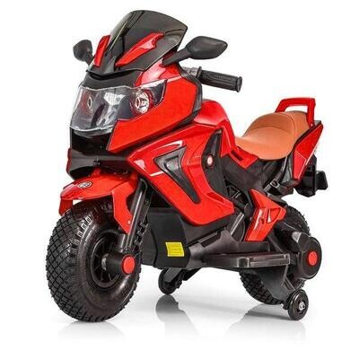 Детский электромобиль мотоцикл Kawasaki с надувными колесами, красный