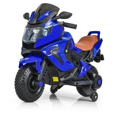 Детский электромобиль мотоцикл Kawasaki с надувными колесами, синий