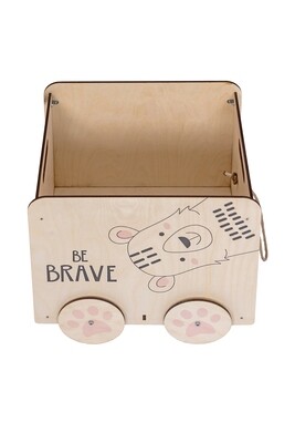 Ящик для игрушек "Мишка", деревянный на колесах