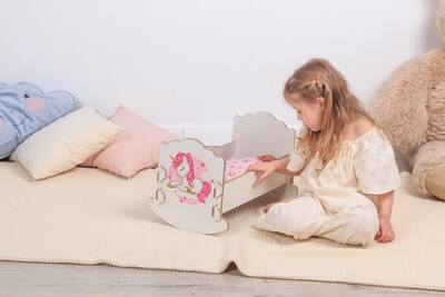 Кровать люлька для кукол «Единорожек»