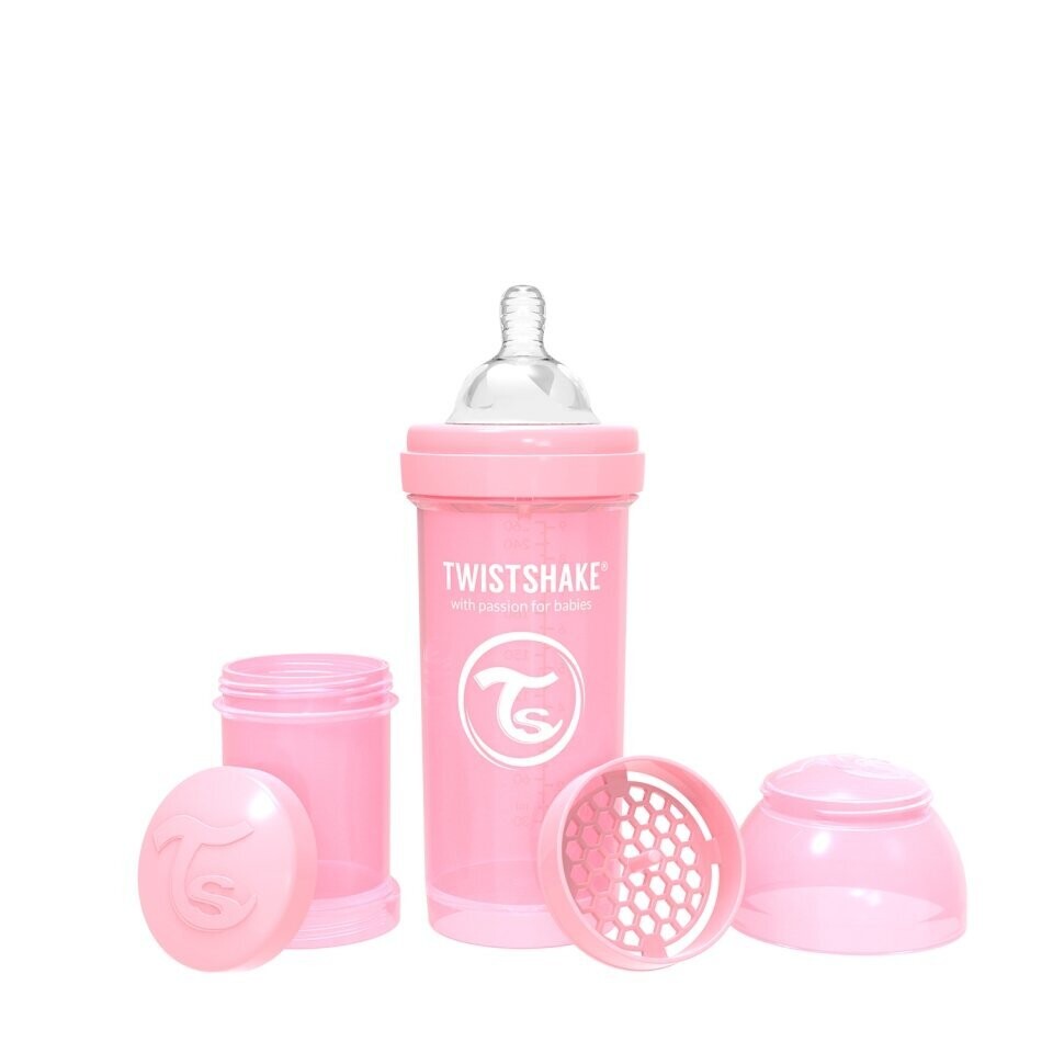 Детская антиколиковая бутылочка для кормления Twistshake, 260 мл, от 2 мес. Пастельный розовый