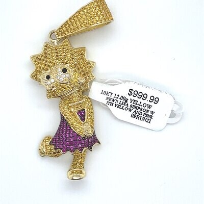 BRAND NEW!! LISA SIMPSON CHARM 10k YELLOW GOLD WITH CZ STONES