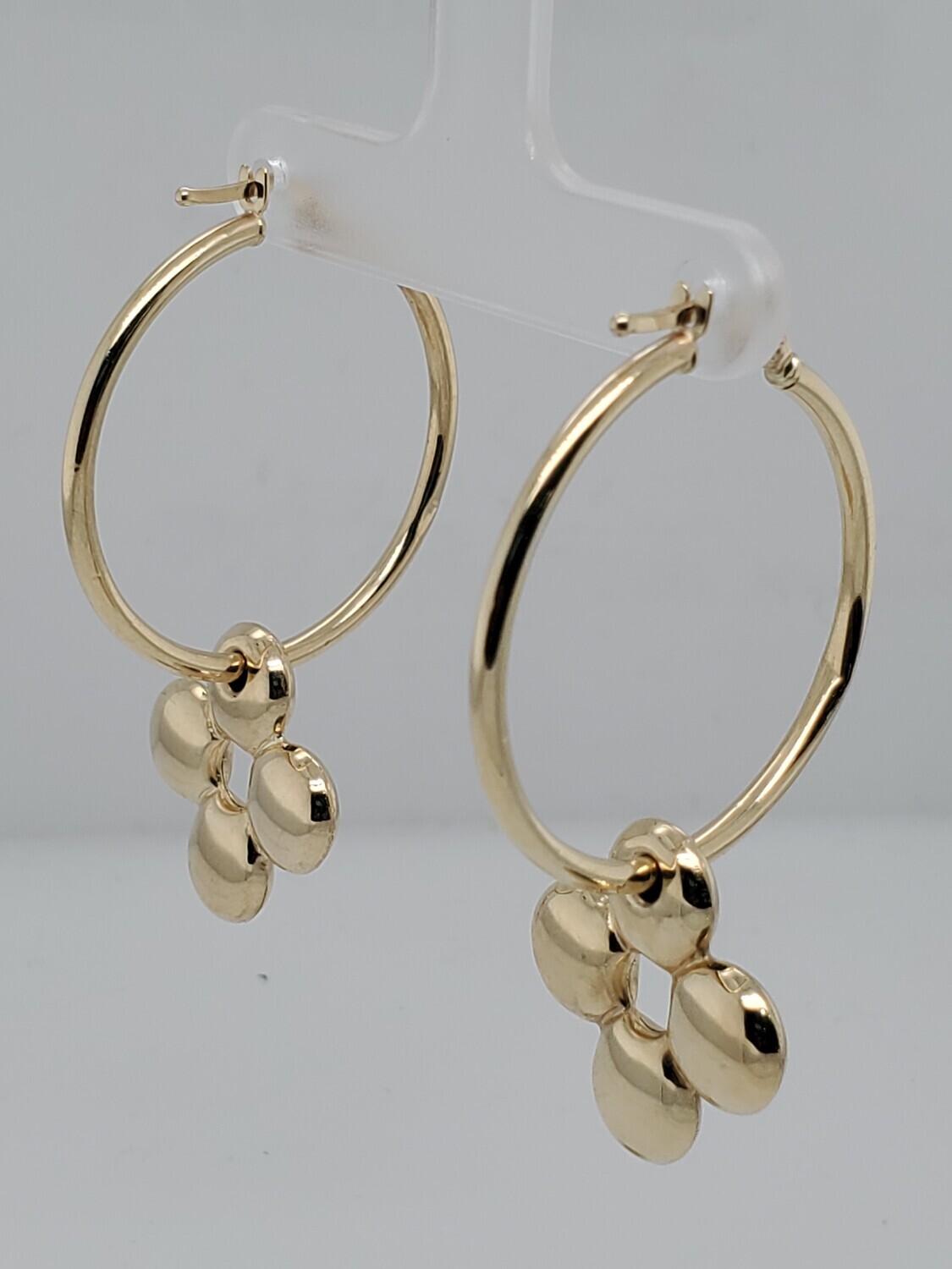 BRAND NEW!! 10k HOLLOW TUBE HOOPS WITH DANGLE FLOWER EARRING SET INVENTORY # I-18117 75TH AVE