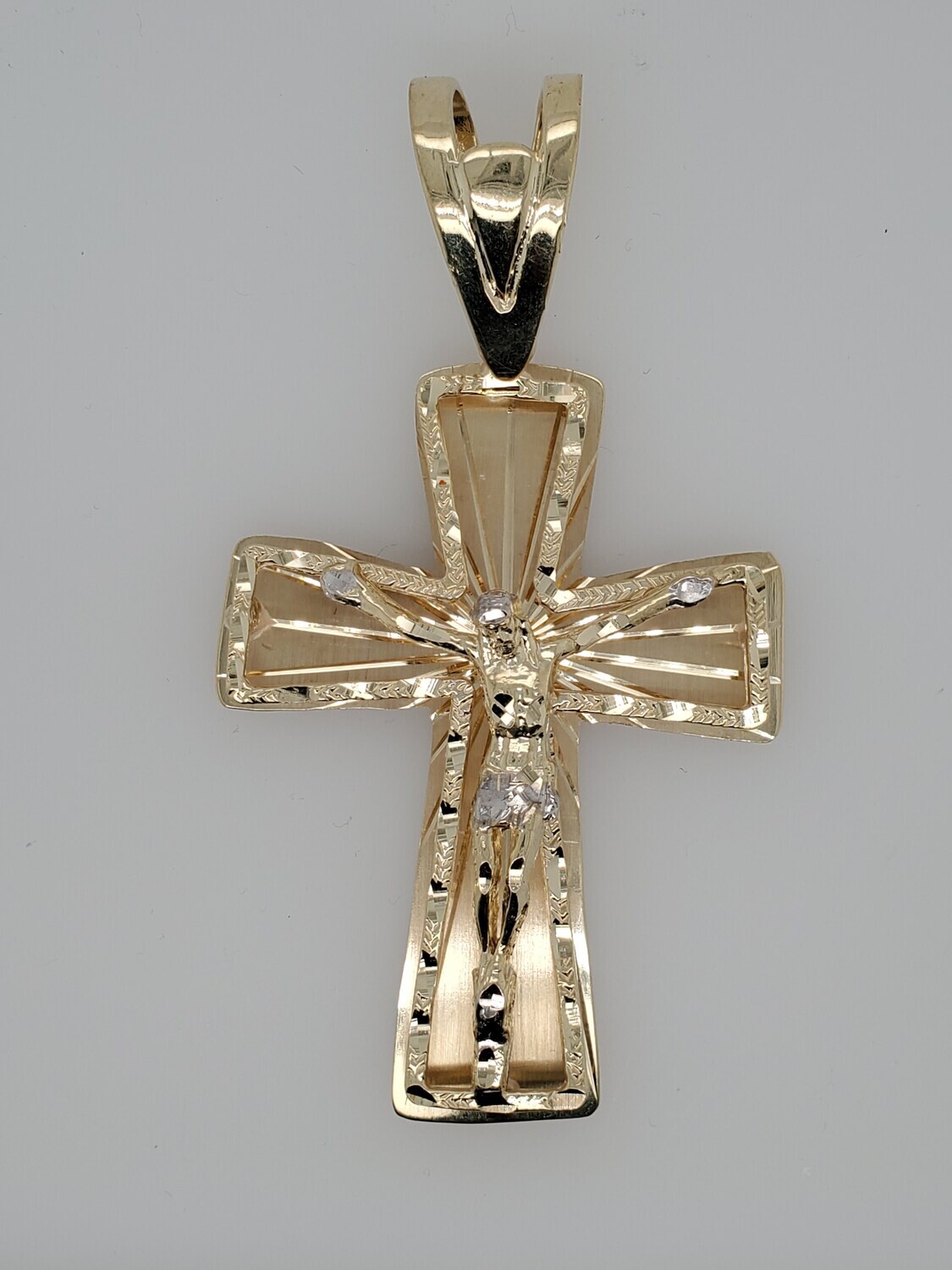 BRAND NEW!! 10k LARGE CRUCIFIX TWO TONE WITH DIAMOND CUT  INVENTORY # I-18290 75TH AVE
