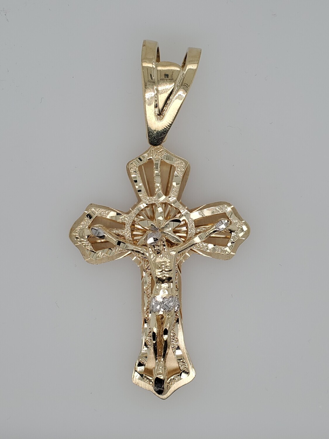 BRAND NEW!! 10k LARGE CRUCIFIX TWO TONE WITH DIAMOND CUT  INVENTORY # I-18291 75TH AVE