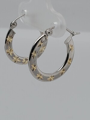 BRAND NEW!! 10KT TWO TONE HOLLOW SMALL HOOP EARRINGS  INVENTORY # I-18347 75TH AVE