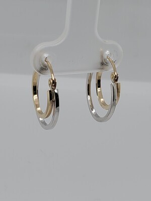 BRAND NEW!! 10KT TWO TONE DOUBLE HOOP EARRINGS INVENTORY # I-15981 75TH AVE