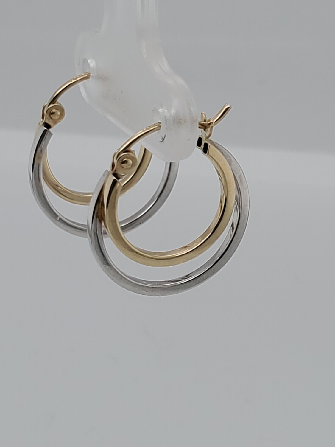 BRAND NEW!! 10KT TWO TONE DOUBLE HOOP EARRINGS  INVENTORY # I-18338 75TH AVE