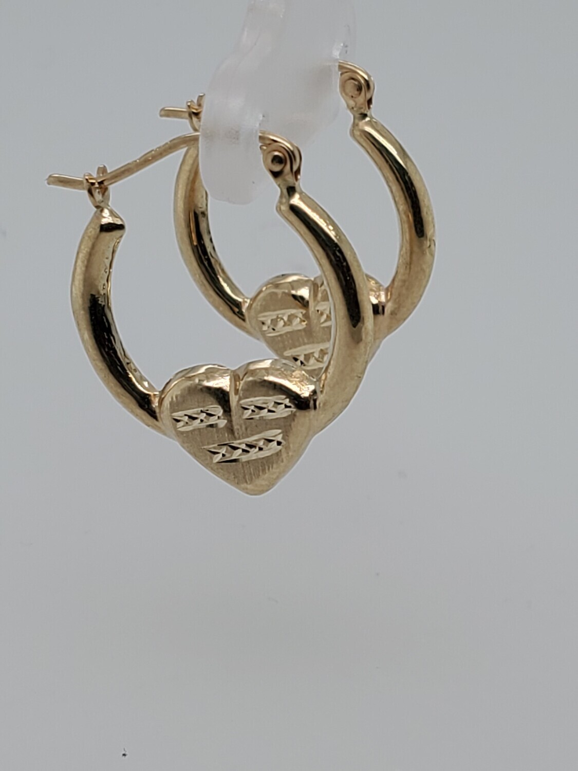 BRAND NEW!! 14KT HEART HOOP EARRINGS HOLLOW INVENTORY # I-18314 75TH AVE