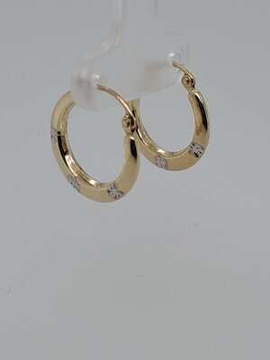 BRAND NEW!! 14KT SMALL HOLLOW HOOPS WITH STAR DESIGN INVENTORY # I-18323 75TH AVE