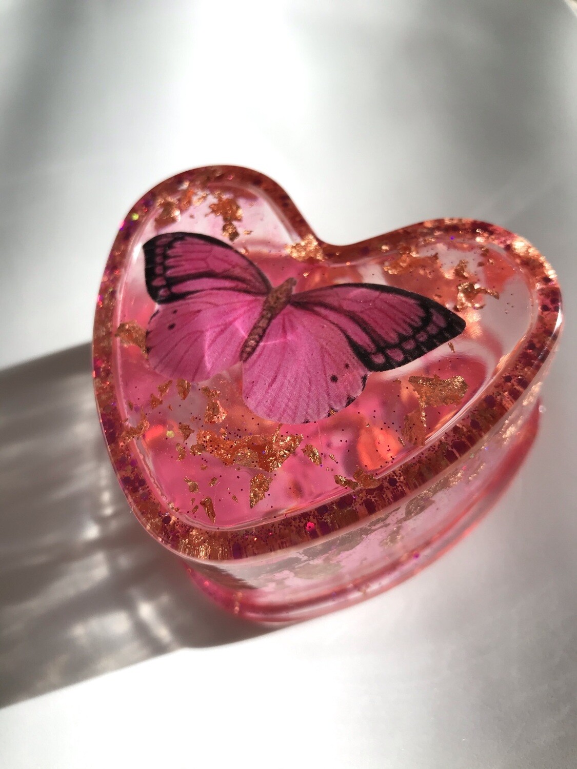 Pink Butterfly Trinket Box