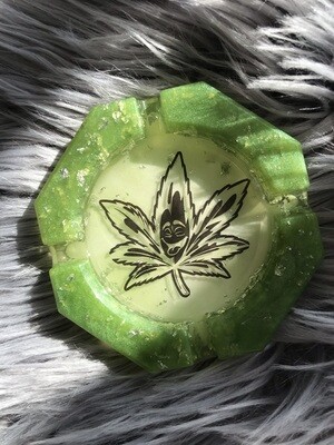 Green and Silver Weed Ashtray