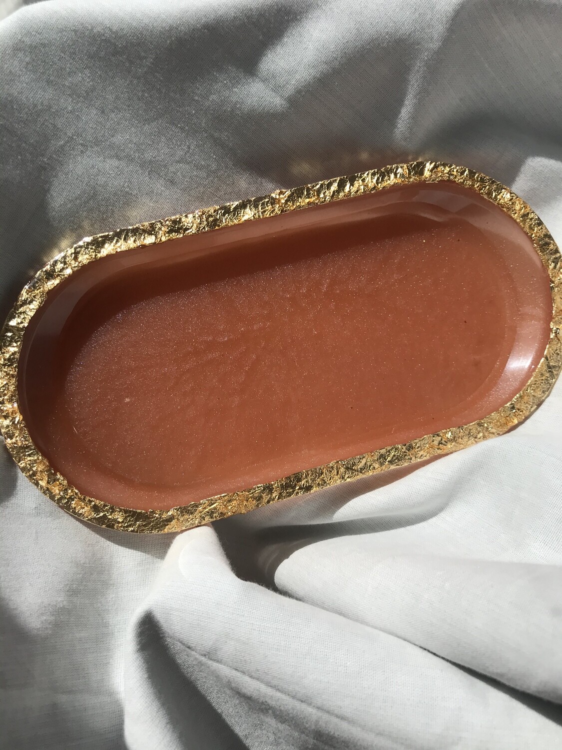 Plain Pinkish and Gold Edges Trinket Dish