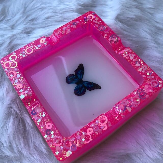Pink Butterfly Ashtray