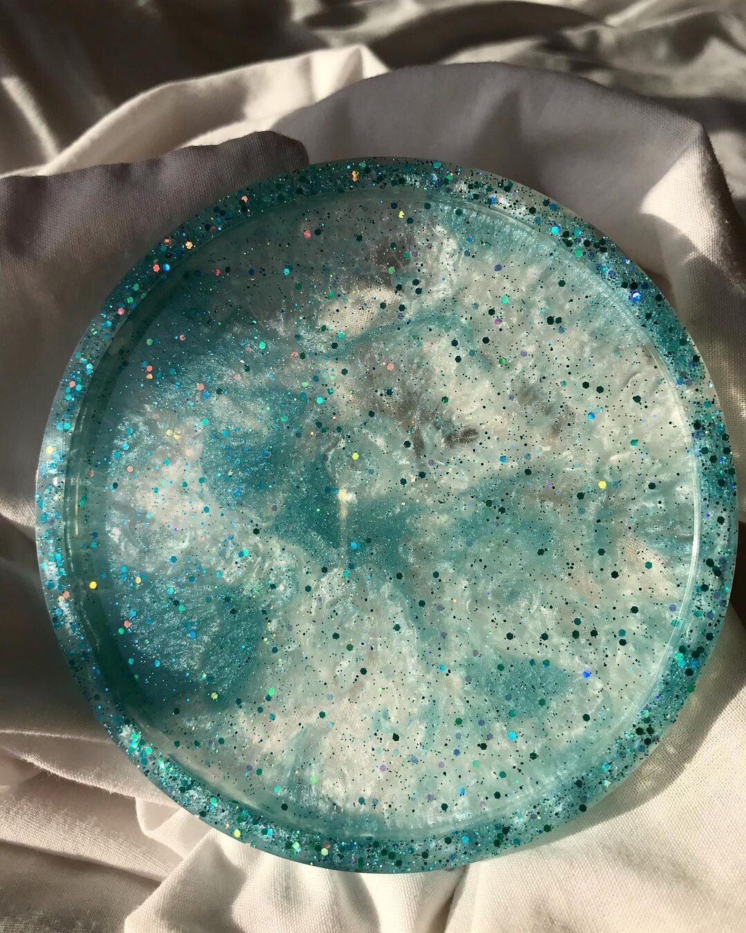 Blue glitter Trinket Dish