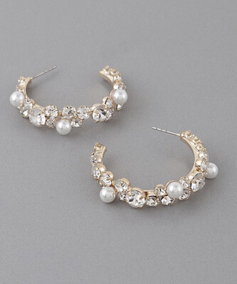 Gold Lux Pearls Hoops Earrings
