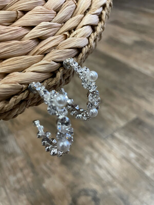 Silver Lux Pearls Hoops Earrings