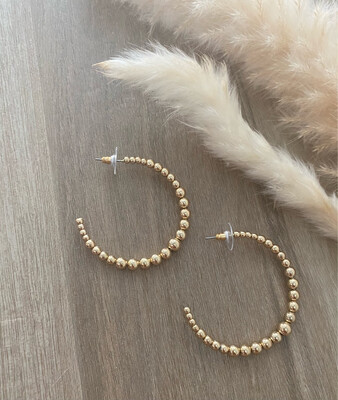 Gold Beads  Hoops Earrings