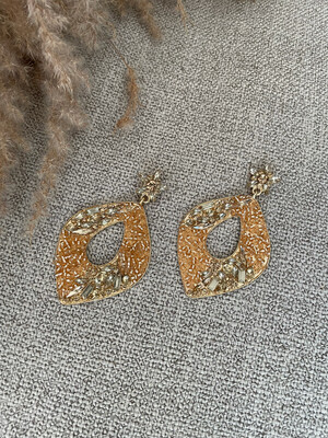 Golden Copper Beaded Earrings
