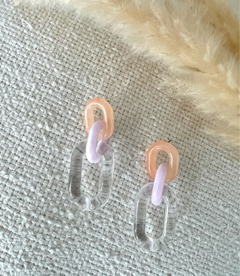 Clear Pink Chain Earrings