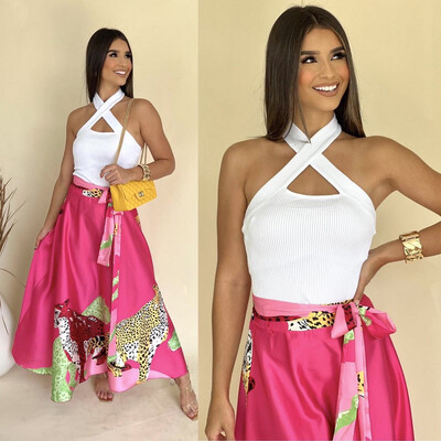 Safari Pink Midi Skirt (one size)